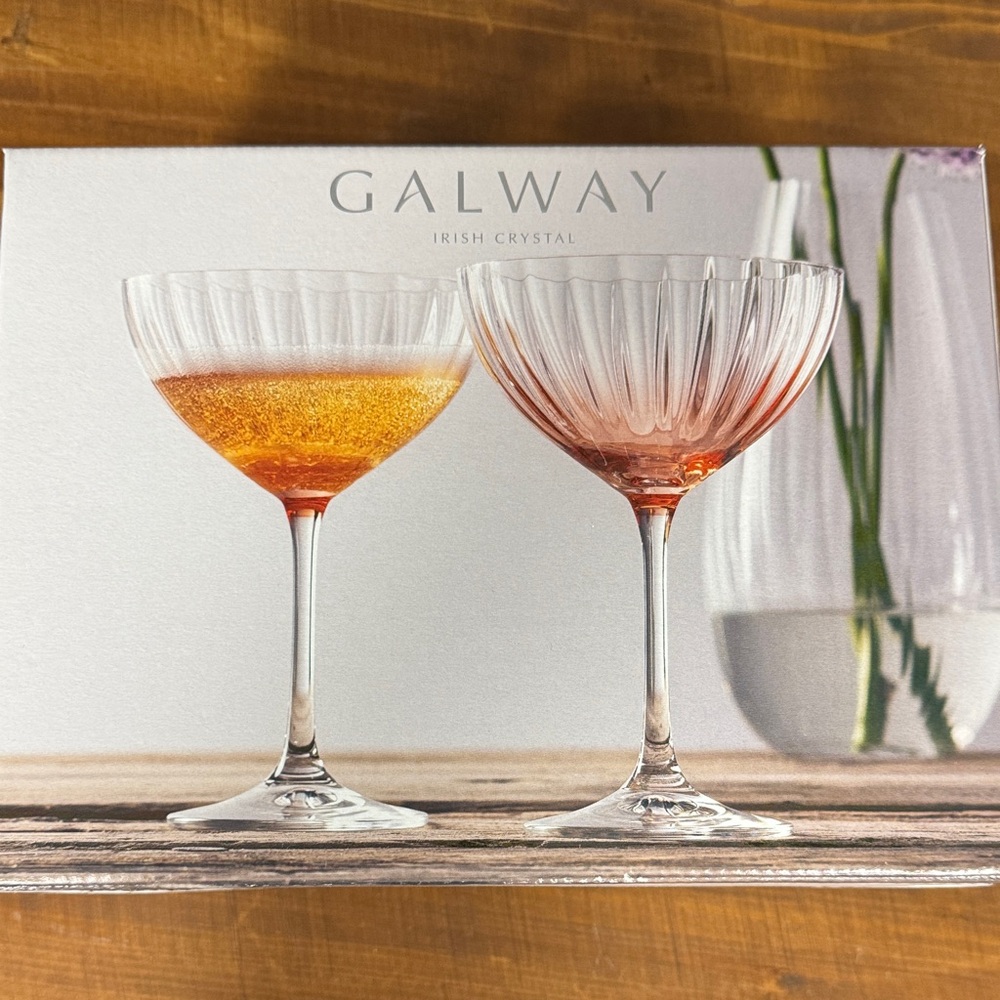 Crystal Champagne Coupe Glasses -  Pink